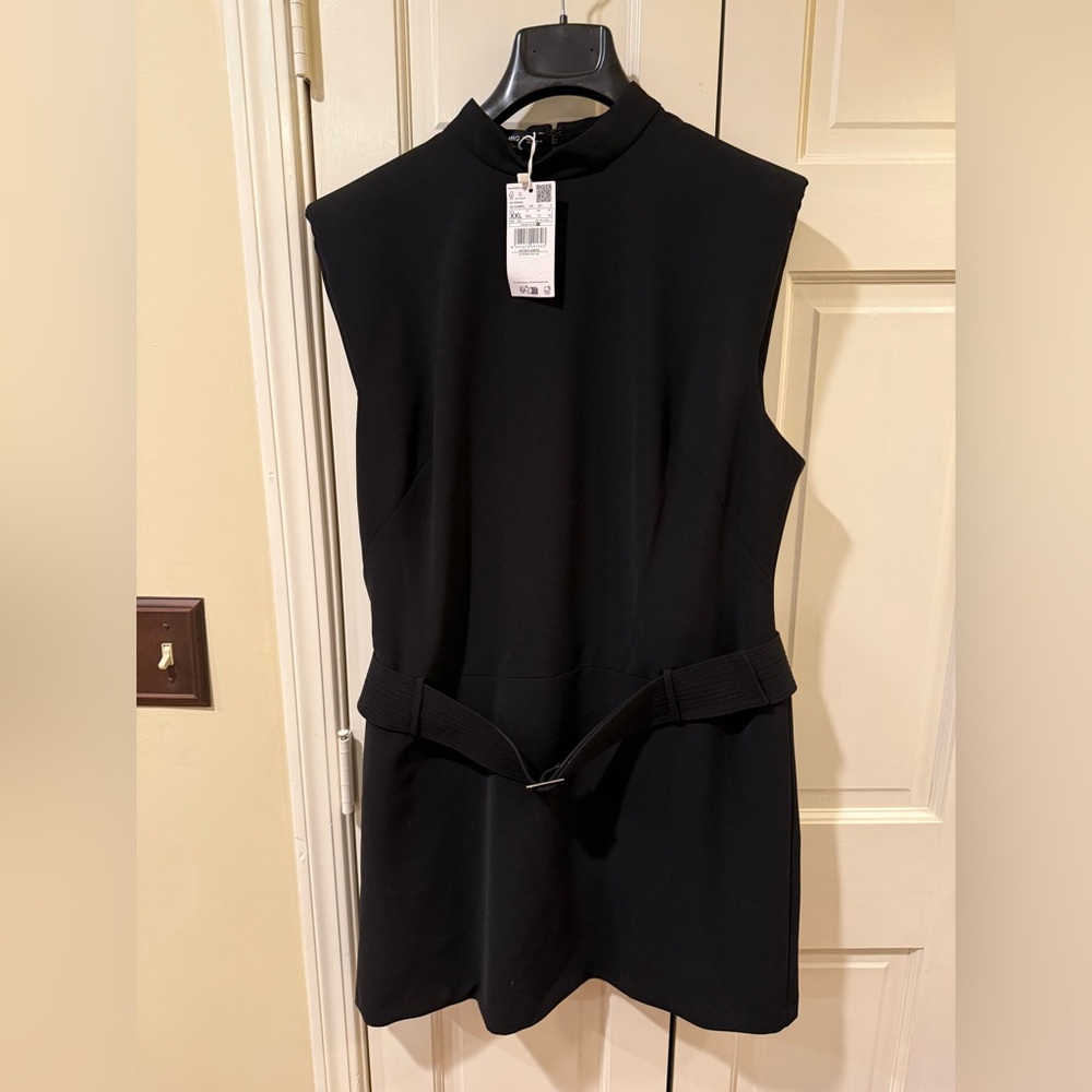 Mango Black Sleeveless Mini Dress with Belt - Picture 4 of 7